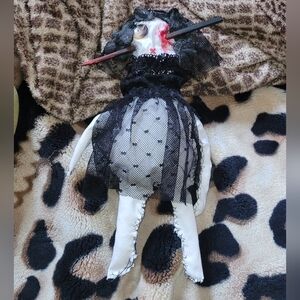 Handmade Gothic Doll with Black Lace Dress